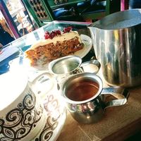 Make your own coffee with almond milk and v carrot cake! at Lemonwood Eatery in Okato