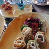 Pot stickers and Wontons yummm! at Lemonwood Eatery in Okato