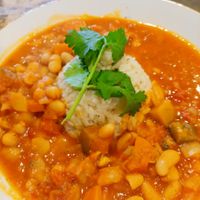 Fassoulia (white beans, tomato sauce & basmati rice) at Zein's in Heidelberg