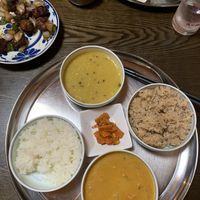 Dinner set (double curry double rice) at Kerala Kitchen Ishigakijima - ケララキッチン石垣島 in Ishigaki