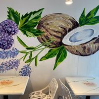 Coconut mural in seating area at The Remedy Exchange in Wakefield