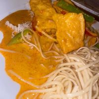 With jasmine rice and plain pad Thai noodles   at Thai Botánico in Tenerife