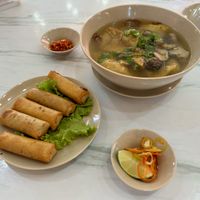 Spring rolls with mixed soup  at Bo De Quan in My Tho