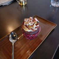 Vegan hot chocolate cupcake at Vedi in Derby