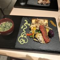 tofu steak and miso soup at Musubi in Tokyo