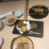 Tofu, eggplant, tempura, French fried  at Musubi in Tokyo