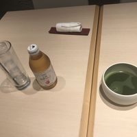 Green Tea (very bitter) and Apple Juice at Musubi in Tokyo