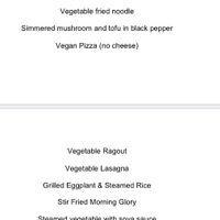 Vegan menu- mains  at Fusion Resort in Cam Ranh