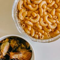 Vegan Mac and Brussel sprouts  at Homeroom in Oakland