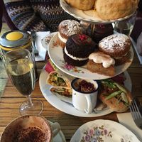 Vegan afternoon tea with soya hot chocolate and prosecco ❤️ at Cuthbert's in Liverpool