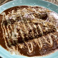 Chile and chocolate, stuffed with jack fruit  at Cafetería Tambien in Puebla