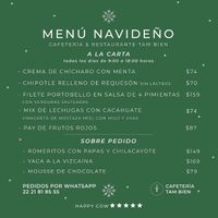 Special December menu at Cafetería Tambien in Puebla