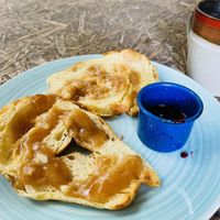 Croissant with vegan nut butter   at Cafetería Tambien in Puebla