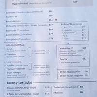 Carta at Cafetería Tambien in Puebla