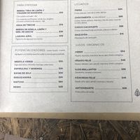 Menu at Cafetería Tambien in Puebla