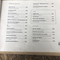 Menu at Cafetería Tambien in Puebla