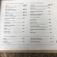 Menu at Cafetería Tambien in Puebla