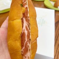 Tofurkey sausage kolache with bacon. (Bacon was VERY bacon-y tasting) at Vegan Donut-Gelato in Houston