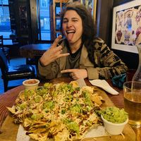 The ‘full’ size veganised Fear The Reaper nachos! So good. at Jackalope's in Vancouver