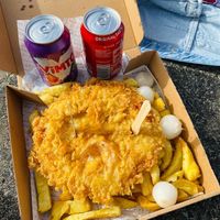 Pizza crunch supper at Gino's Fryer  in Largs