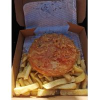 Vegan Pizza Crunch With Chips. #Veganuary at Gino's Fryer  in Largs