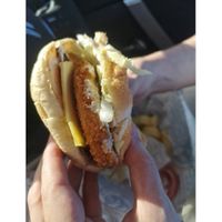 Vegan Ranch Burger With Chips. #Veganuary at Gino's Fryer  in Largs