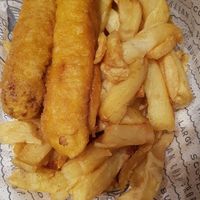 Jumbo porker sausage supper at Gino's Fryer  in Largs