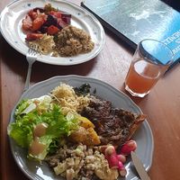 Mushroom tarte and dish of the day with quinoa at Patchwork in Foix