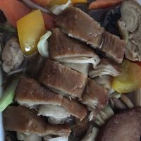 Chop Suey with mock duck and mock meat ball (Frikadelle) at Jade-Imbiss in Dusseldorf