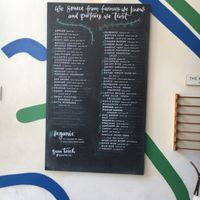 Locally sourced food info on wall.  at sweetgreen - 3rd Ave in New York City