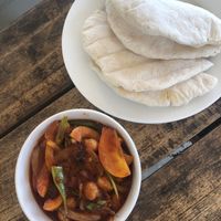 Moussaka with home made pita  at Le Voyage in Coron