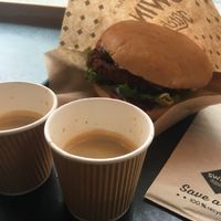 Chilli burger plus 2 espressos at Swing Kitchen - Georgenstraße in Berlin