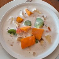 Oats, fruit and soya milk.  at Pit Stop in Copacabana