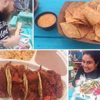 Burrito, tacos, chips & queso at Nissi Vegan in Austin