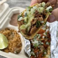 Carne asada tacos. You have to ask for salsa if you want some, but they were BOMB even without👌🏼 at Nissi Vegan in Austin