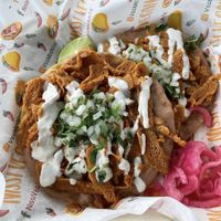 Chalupas with cheek’n at Nissi Vegan in Austin
