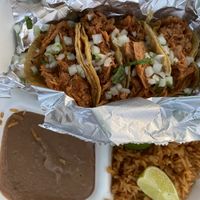 Taco plate with cheek’n at Nissi Vegan in Austin