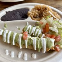 Flautas plate (partially eaten)  at Nissi Vegan in Austin