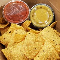 Chips and queso at Nissi Vegan in Austin