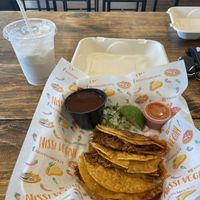 Birria and hempchata  at Nissi Vegan in Austin