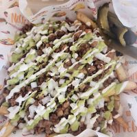 Chorizo fries at Nissi Vegan in Austin