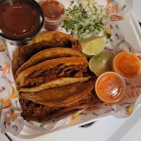 Birria tacos!!!!! at Nissi Vegan in Austin
