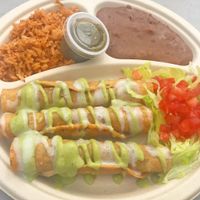 Flautas plate at Nissi Vegan in Austin