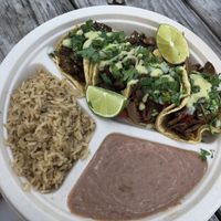unbelievably good taco plate at Nissi Vegan in Austin