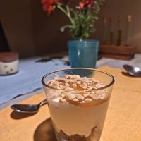Creamy peanut sauce with salted caramel at Country Relais Coroncina in Belforte Del Chienti