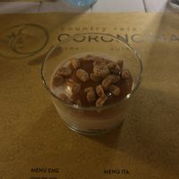 Caramel seasalt mousse  at Country Relais Coroncina in Belforte Del Chienti