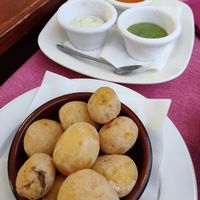 Papas arrugadas with mojo rojo y verde at Taberna De Nino in Lanzarote