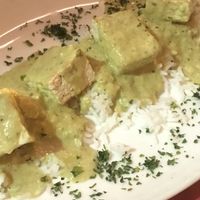 Curry tofu with basmati rice at Taberna De Nino in Lanzarote