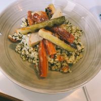Bulgur with roasted veggies in a delicious dressing. Vegan comfort food right here. at InStock in Amsterdam
