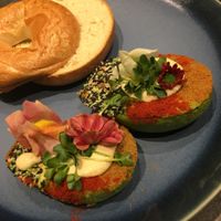 Avocado filled with hummus  at The Avocado Show in Brussels